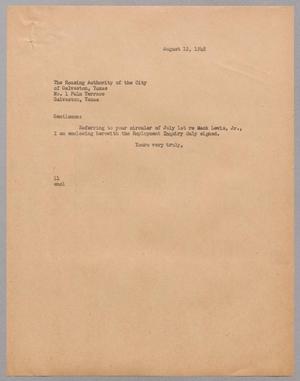 [Letter from I. H. Kempner to the Housing Authority of the City, August 12, 1948]