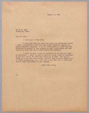 [Letter from I. H. Kempner to W. G. Hall, August 19, 1948]