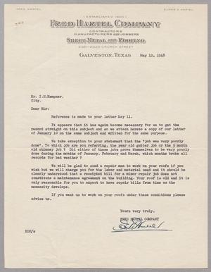 [Letter from Elmer D. Hartel to I. H. Kempner, May 12, 1948]