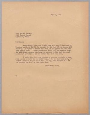 [Letter from I. H. Kempner to Fred Hartel Company, May 11, 1948]