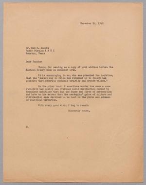 [Letter from Isaac H. Kempner to Max H. Jacobs, December 20, 1948]