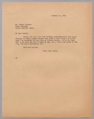 [Letter from Isaac H. Kempner to Johnny Johnson, January 15, 1948]