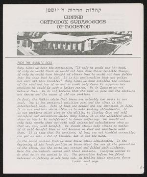 United Orthodox Synagogues of Houston Newsletter, October 1983