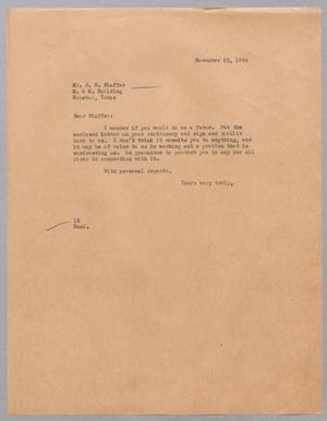 [Letter from I. H. Kempner to J. G. Blaffer, November 23, 1944]