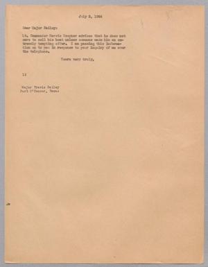 [Letter from I. H. Kempner to Major Travis Bailey, July 3, 1944]