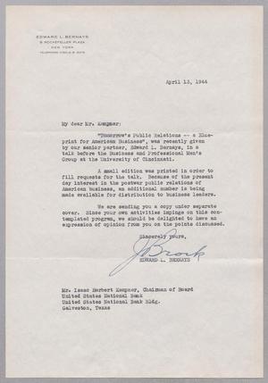 [Letter from Edward L. Bernays to I. H. Kempner, April 13, 1944]