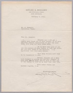 [Letter from Edward B. Benjamin to I. H. Kempner, February 7, 1944]