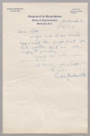 [Letter from Lindley Beckworth to I. H. Kempner, January 14, 1944]