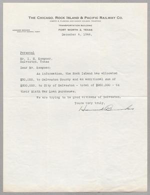 [Letter from Howard Brooks to I. H. Kempner, December 4, 1944]