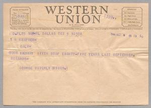 [Telegram from George Waverly Briggs to Isaac H. Kempner, October 9, 1944]
