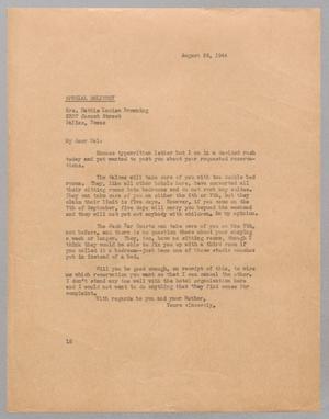 [Letter from I. H. Kempner to Hattie Louise Browning, August 29, 1944]