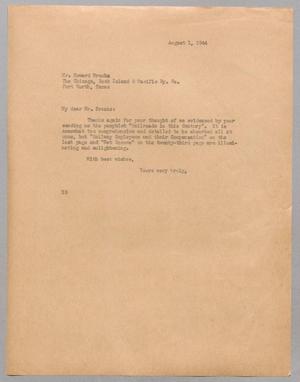 [Letter from I. H. Kempner to Howard Brooks, August 1, 1944]