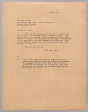 [Letter from I. H. Kempner to Howard Brooks, July 7, 1944]