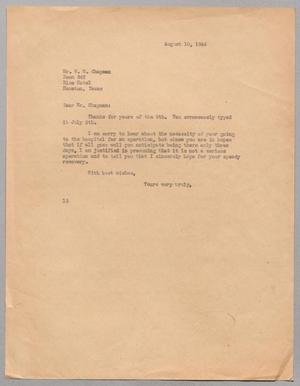 [Letter from I. H. Kempner to W. W. Chapman, August 10, 1944]