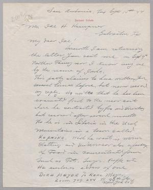 [Letter from Herman Cohen to I. H. Kempner, September 15, 1944]