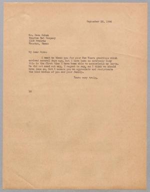 [Letter from I. H. Kempner to Dave Cohen, September 22, 1944]