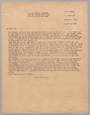 [Letter from I. H. Kempner to Lt. Joe Corman, August 15, 1944]