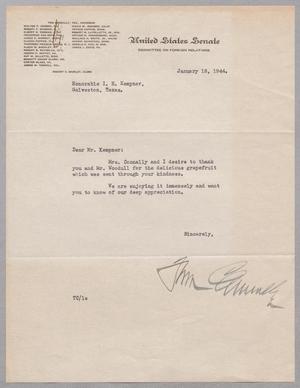 [Letter from Tom Connally to Isaac H. Kempner, January 18, 1944]