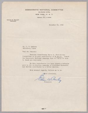 [Letter from Edwin W. Pauley to I. H. Kempner, December 19, 1944]