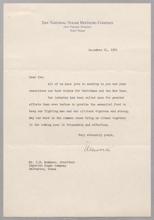 [Letter from Ellsworth Bunker to Mr. I. H. Kempner, December 21, 1944]
