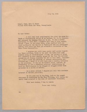 Primary view of object titled '[Letter from I. H. Kempner to Lieut. Comm. Carl G. Estes, July 18, 1944]'.