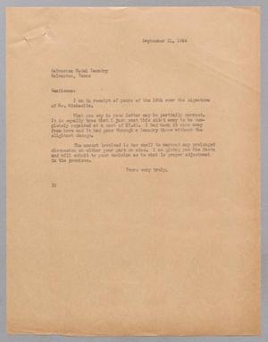 [Letter from I. H. Kempner to Galveston Model Laundry, September 21, 1944]