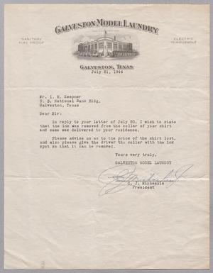 [Letter from C. J. Michaelis to I. H. Kempner, July 21, 1944]