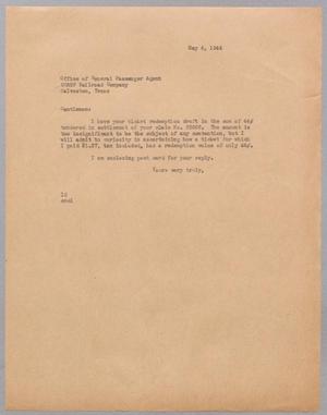[Letter from I. H. Kempner to the Office of General Passenger Agent, May 4, 1944]