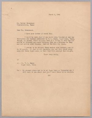 [Letter from I. H. Kempner to Walter Greenwood, March 4, 1944]