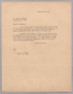 [Letter from I. H. Kempner to Walter Greenwood, February 28, 1944]
