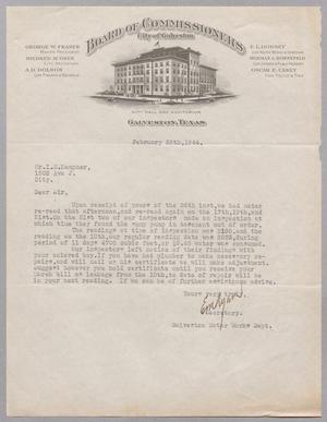 [Letter from Galveston Water Works Dept. to Mr. I. H. Kempner, February 28, 1944]