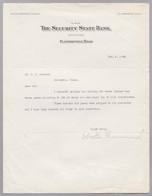 [Letter from Walter Greenwood to I. H. Kempner, January 4, 1944]