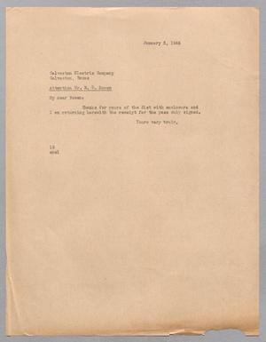 [Letter from I. H. Kempner to the Galveston Electric Company, January 3, 1944]
