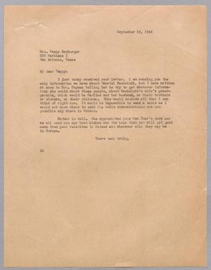 [Letter from I. H. Kempner to Fanny Hamburger, September 19, 1944]