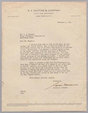 [Letter from Sylvan C. Coleman to I. H. Kempner, November 4, 1944]