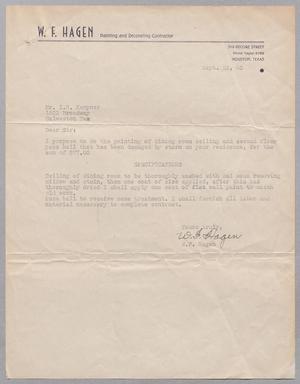[Letter from W. F. Hagen to I. H. Kempner, September 23, 1943]