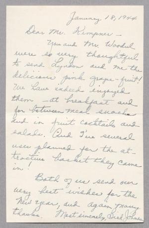 [Letter from Mrs. Lyndon Baines Johnson to I. H. Kempner, January 18, 1944]