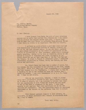 [Letter from Isaac H. Kempner to Stanley Marcus, August 23, 1944]