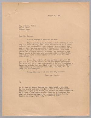 [Letter from Isaac H. Kempner to Arthur L. Nelson, August 5, 1944]