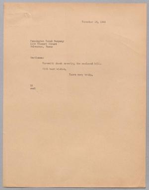 [Letter from Isaac H. Kempner to Pennington Buick Company, November 16, 1944]