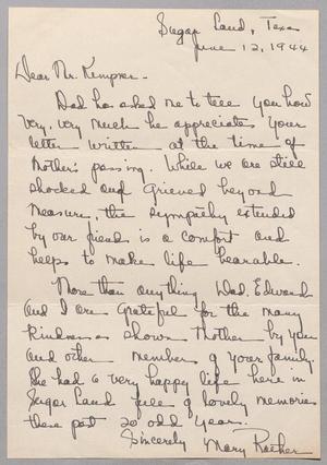 [Letter from Mary Roether to I. H. Kempner, June 12, 1944]