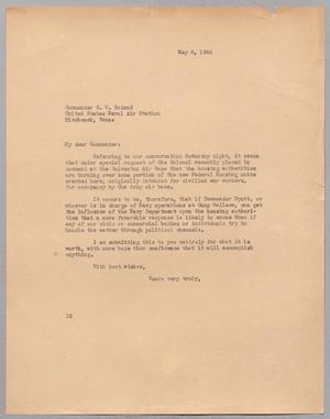 Primary view of object titled '[Letter from I. H. Kempner to Commander C. W. Roland, May 8, 1944]'.