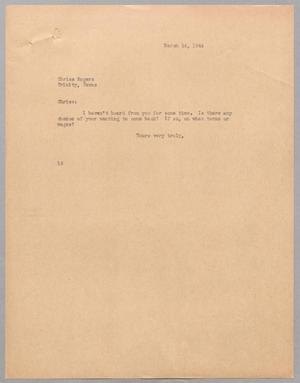 [Letter from Isaac H. Kempner to Chriss Rogers, March 14, 1944]