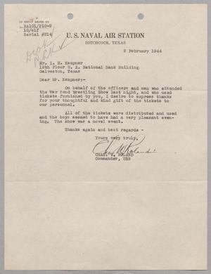 [Letter from Chas. W. Roland to Isaac H. Kempner, February 2, 1944]