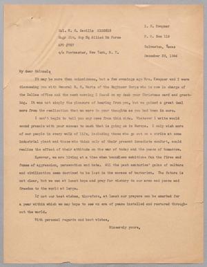 [Letter from Isaac H. Kempner to W. G. Saville, December 28, 1944]