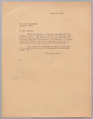 [Letter from Isaac H. Kempner to Frank K. Stevens, August 12, 1944]