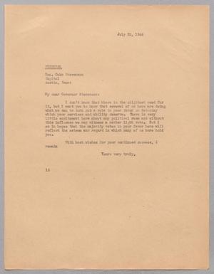 [Letter from Isaac H. Kempner to Coke Stevenson, July 20, 1944]