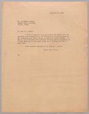 [Letter from Isaac H. Kempner to I. Edward Tonkon, November 3, 1944]