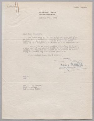 [Letter from E. I. Thompson to Mrs. I. H. Kempner, October 7, 1944]