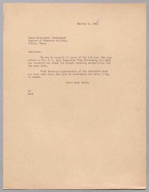 [Letter from Isaac H. Kempner to the Texas Industrial Conference, January 3,1944]